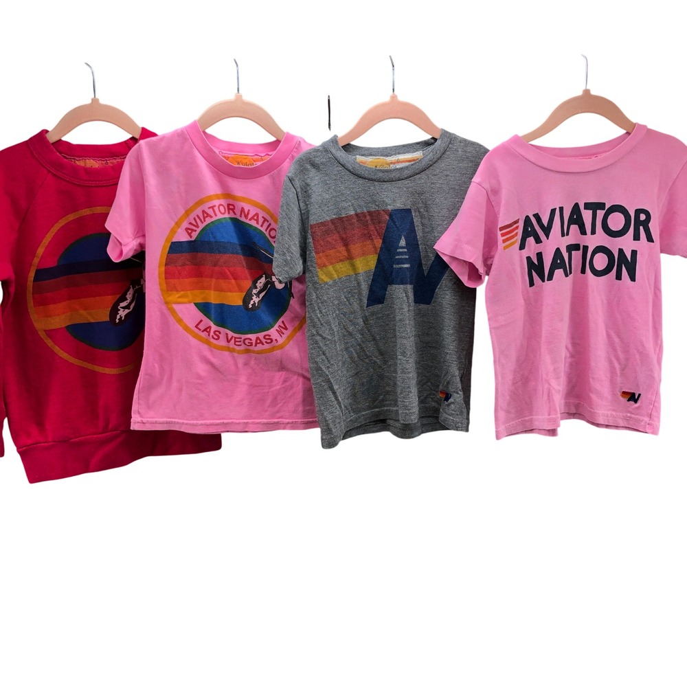 Aviator Nation Shirt Sweatshirt Lot Unisex 6 Kids Pink Red Grey Retro Rainbow